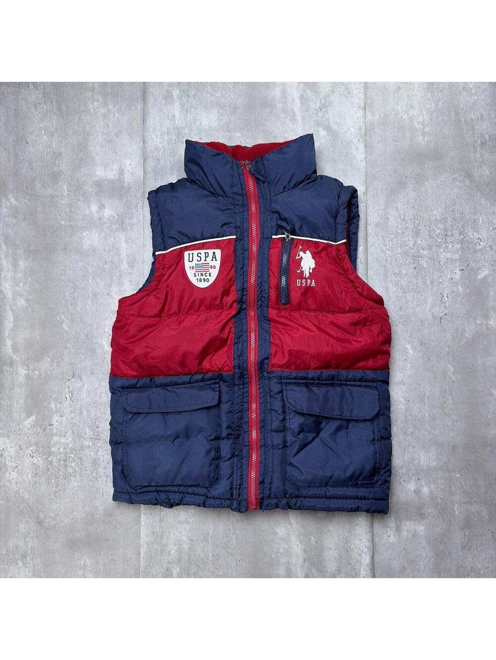 Y2K Navy U.S. Polo Assn Grunge Big Pony USA Puffer Vest